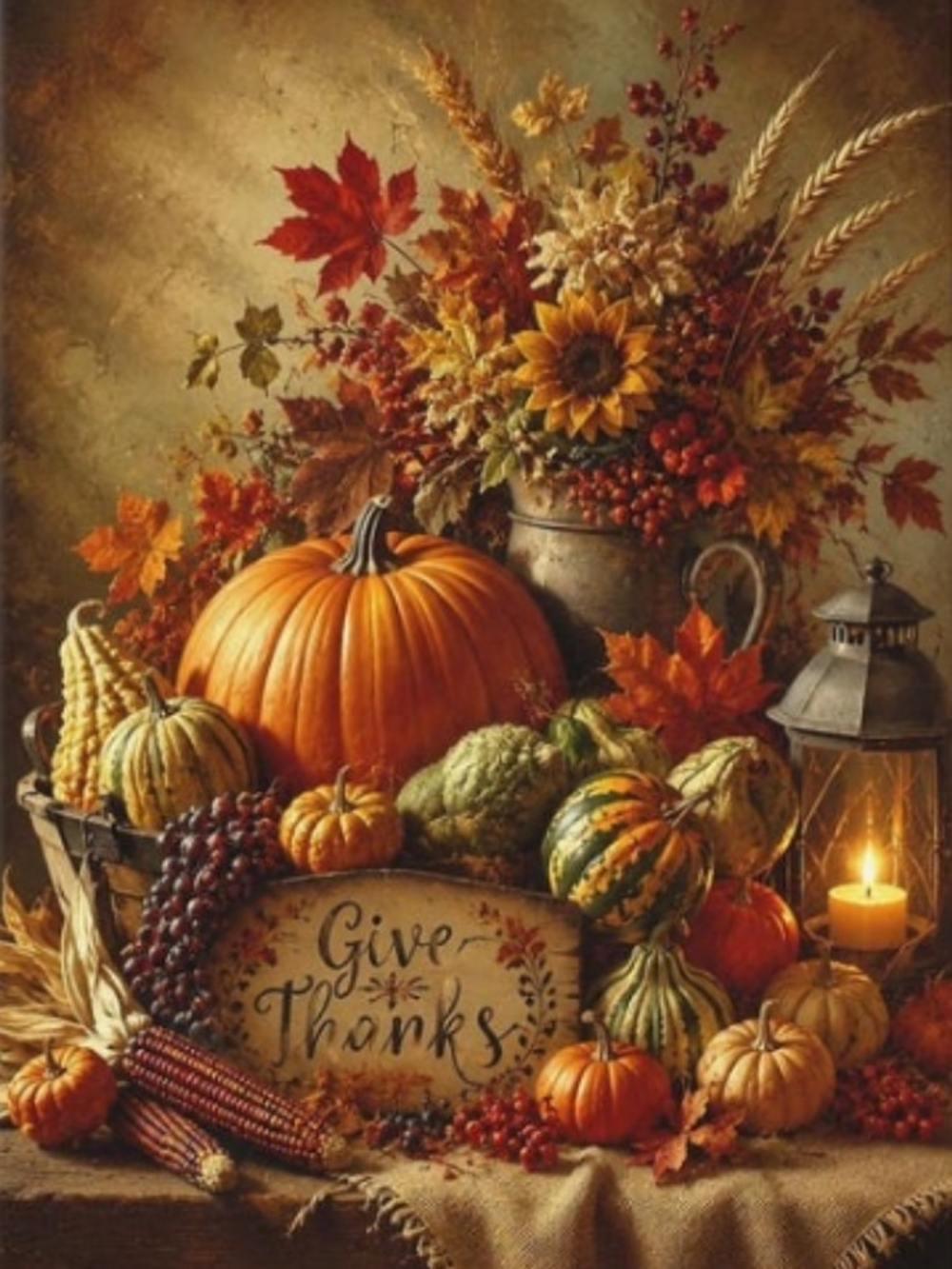 Autumn Harvest Decorative Print - Orange & Green Fall 8x10 Print
